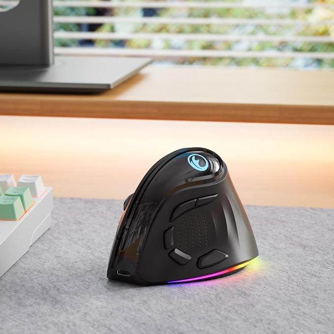 2.4G / BT/Wired Tri-Mode RGB Rechargeable G53 Wireless Vertical Ergonomic Mouse - Image 7