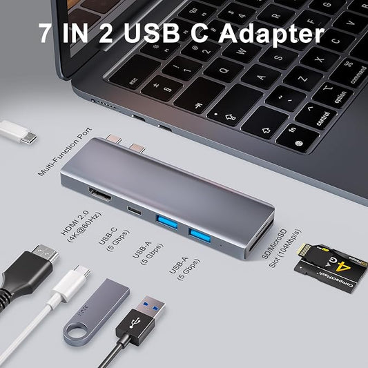 USB C Hub, USB C Adapter, 7 in 2 USB-C Hub - Image 2