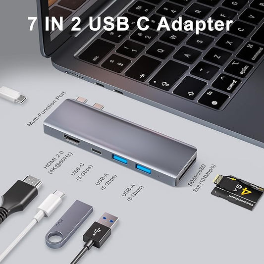 USB C Hub, USB C Adapter, 7 in 2 USB-C Hub - Image 2