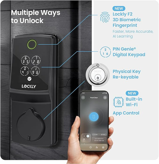 Lockly Secure Pro Smart Lock, 0.2s AI Fingerprint Door Lock, Patented PIN Genie - Image 2