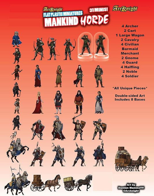 Arcknight Flat Plastic Miniatures: Mankind Horde; 31 Unique Human-Themed Enemy - Image 2