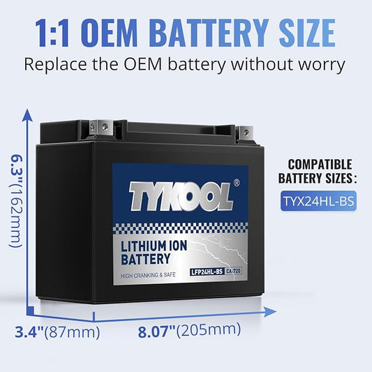 YTX24HL-BS High Performance Lithium LiFePO4 Motorcycle Battery, 2X Cranking - Image 2