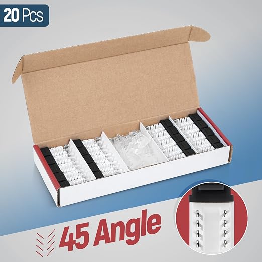 Everest 45° Angled RJ45 Cat6 Keystone Jacks 20-Pack in Black - Image 2