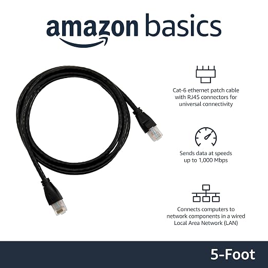 Amazon Basics RJ45 Cat-6 Ethernet Patch Internet Cable, 1Gpbs Transfer Speed - Image 2