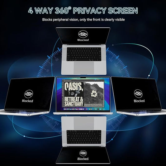 360° Privacy Screen for MacBook Pro 16 Inch, 4 Way Privacy Anti Glare Blue - Image 2