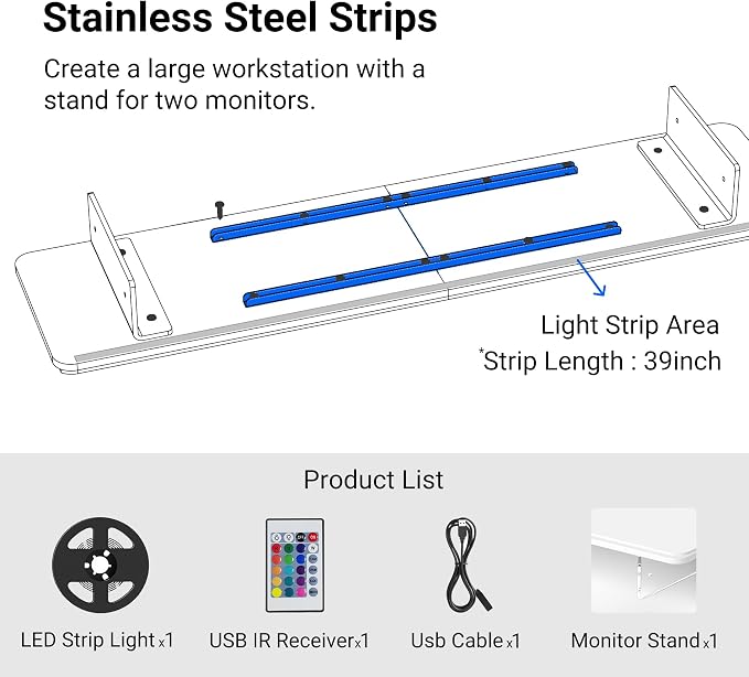 Monitor Stand Riser, 31.5-Inch LED Light Wood Computer Monitor Stand - Image 7