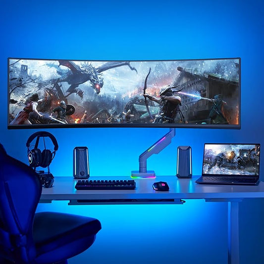 AVLT RGB Lights Single 17”-49” Gaming Monitor Arm Desk Mount, Fits One - Image 2
