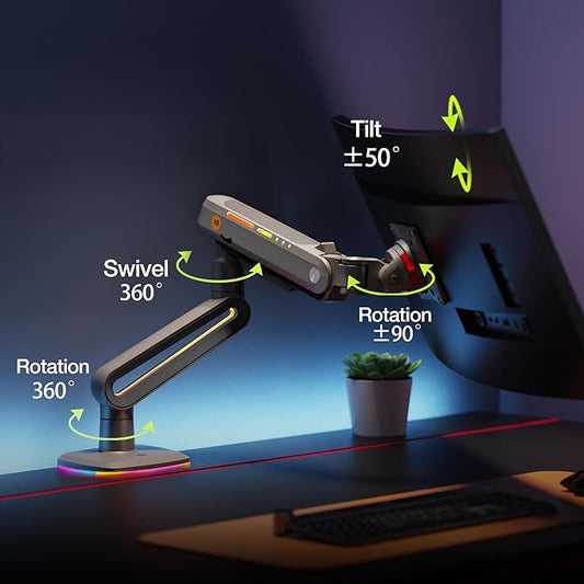 RGB Gaming Monitor-arm for Flat/Ultrawide/Curved Monitors 32 to 60 inch - Image 2