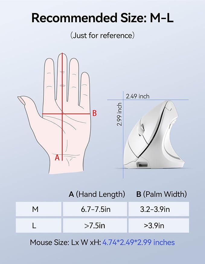 TECKNET Ergonomic Mouse Wireless, Rechargeable Mouse Wireless Silent - Image 8
