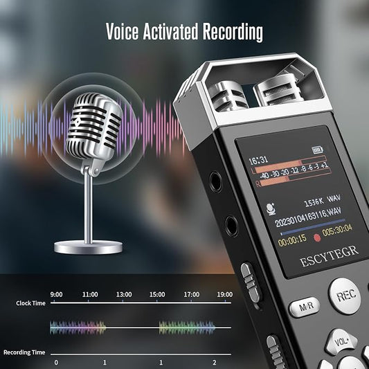 144GB Digital Voice Activated Recorder 1536KBPS Audio Voice Recorder - Image 2