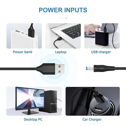 Powseed 5V Universal DC Power Cable, USB to DC Charging Cord - Image 2