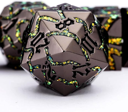 7PCS DND Dice Set, Metalli Crack Stripe Dice Set - Image 2