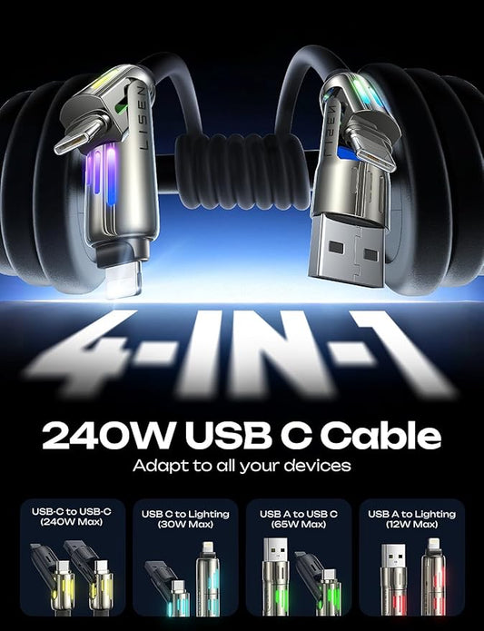 LISEN USB C Cable 3FT for Samsung Charger Type C, Chubby 4 in 1 Charging Cable - Image 2