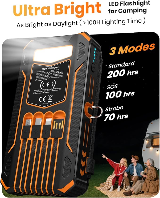 SOARAISE-Solar-Charger-Power-Bank - 48000mAh Wireless Portable Charger Built-in - Image 7