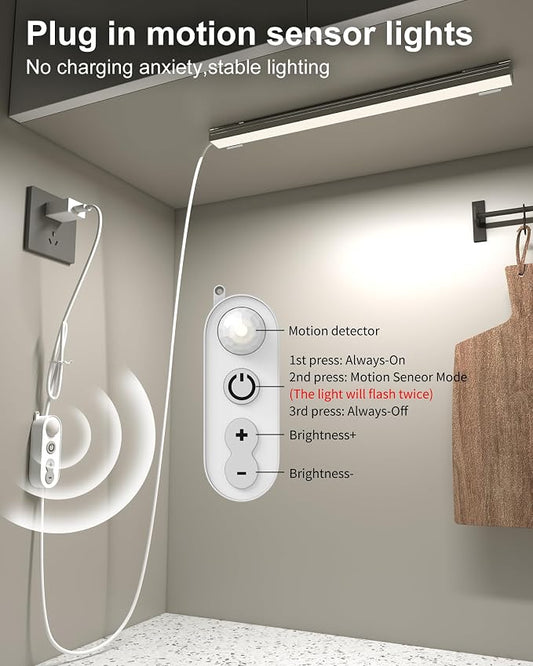 ASOKO Motion Sensor Dimmable Led Under Cabinet Lighting, 12 inches Plug in Led - Image 2