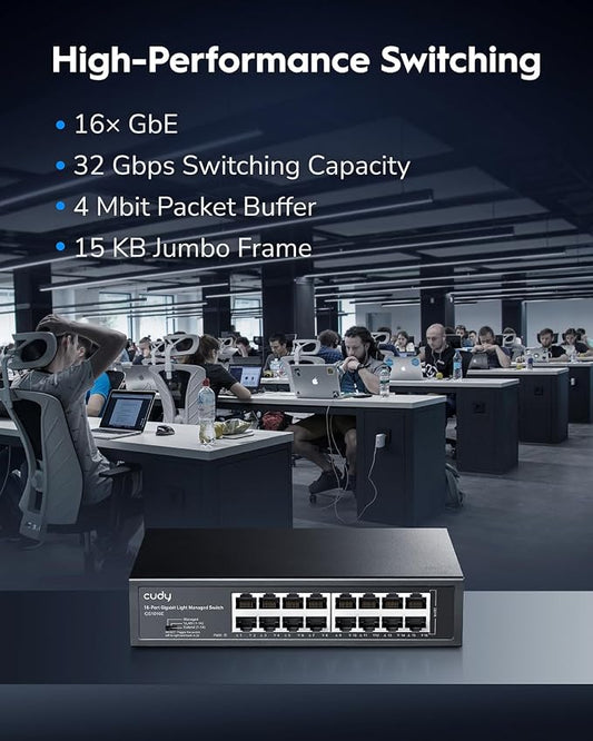 Cudy GS1016E 16 Port Light Smart Managed Gigabit Switch Plug & Play, Sturdy - Image 2