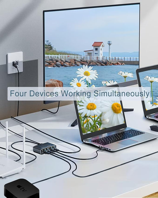LIEZHUA Ethernet Splitter 1 to 4, 1000Mbps High Speed Ethernet Cable Splitter - Image 2