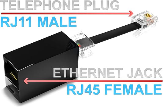 2-Pack Phone Line to Ethernet Adapter – RJ45 Female to RJ11 Male - Image 2