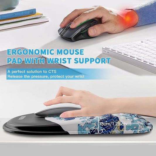Mouse Pad with Wrist Rest, Ergonomic Mousepads with Wrist Support, Soft Lycra - Image 2