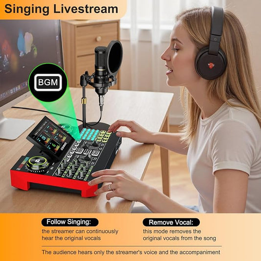 Podcast microphone bundle, live sound card, streaming audio mixer, podcast - Image 2