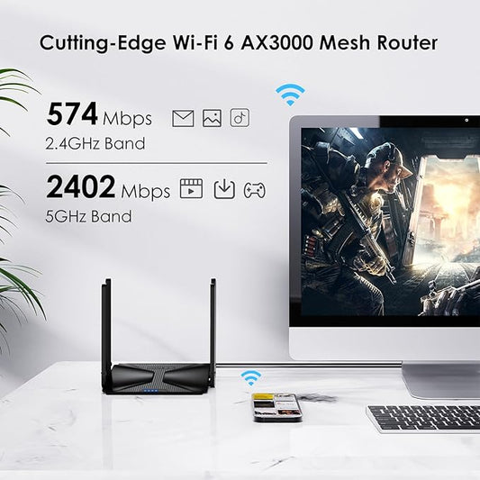 WiFi 6 AX3000 Dual Band Mesh Router, Wireless Gigabit Router - Image 2