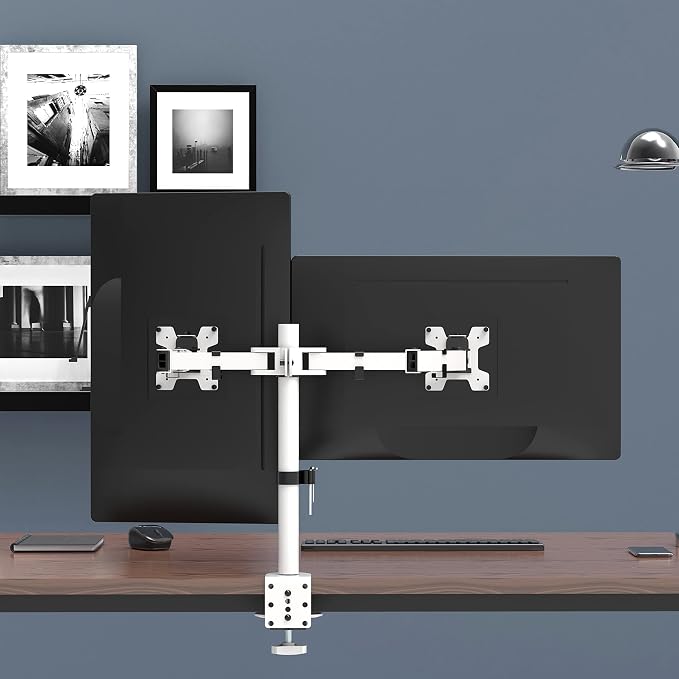WALI Dual LCD Monitor Fully Adjustable Desk Mount Stand Fits 2 Screens up to 27 - Image 9