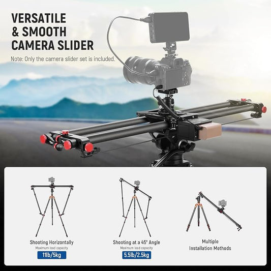 NEEWER 31.5"/80cm Motorized Camera Slider, App Wireless Control DSLR Carbon - Image 2