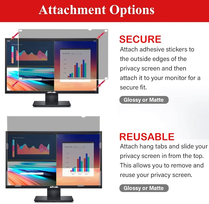 22 Inch Privacy Screen Filter for Widescreen 16:10 Monitor | Privacy Shield | - Image 7