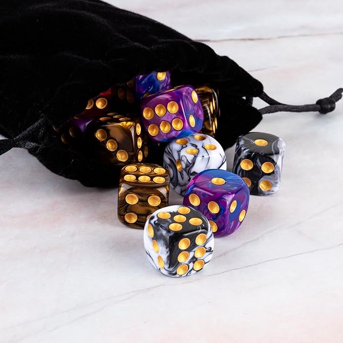 36 Pieces 16mm Marble D6 Dice 6 Sided Dice Set Round Corner Board Game Dice - Image 6
