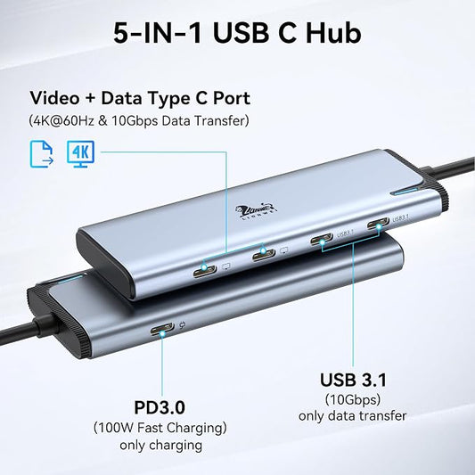 USB C Docking Station Dual Monitor 4K@60Hz DP Alt Mode, USB C Video Hub - Image 2