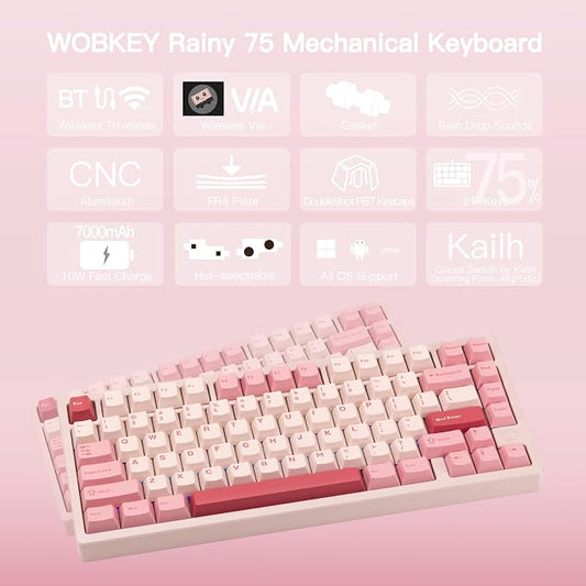 KEEBMONKEY WOBKEY Rainy 75 CNC Aluminum HMX/JWK/Cocoa Switches Triple-Mode - Image 2