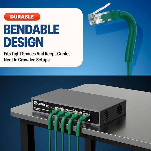 Everest Ultra Slim Cat6a Ethernet Patch Cables 5ft Green - Image 2