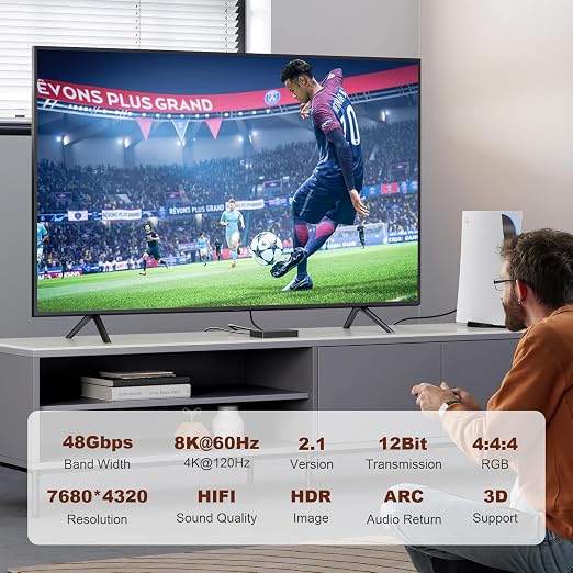 Fiber HDMI 2.1 Cable, 48Gbps Full Speed Long Gaming HDMI Cord, Ofiice - Image 2