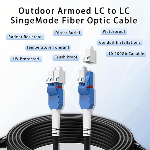 150M/492FT LC to LC Armored Outdoor Fiber Optic Cable, Single Mode Duplex - Image 9