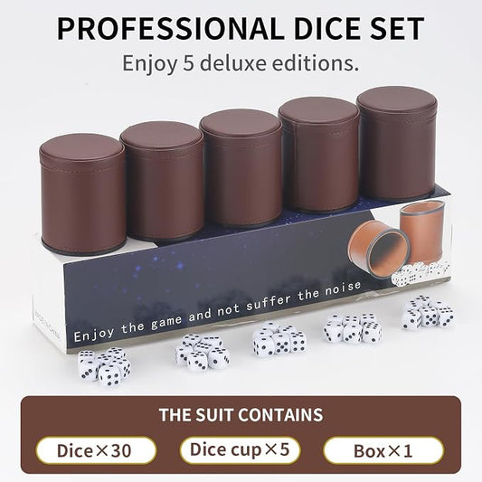 5 Pack PU Leather Dice Cups Velvet Felt-Lined Shaker Cups - Image 2