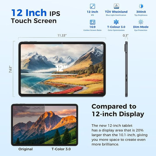 Tablet 12 inch Android 15 Tablets, 24GB(8+16)RAM+256 Storage, Android Tablet - Image 2