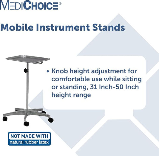 MediChoice Mobile Instrument Stand Steel Portable Adjustable Tray Medical - Image 2