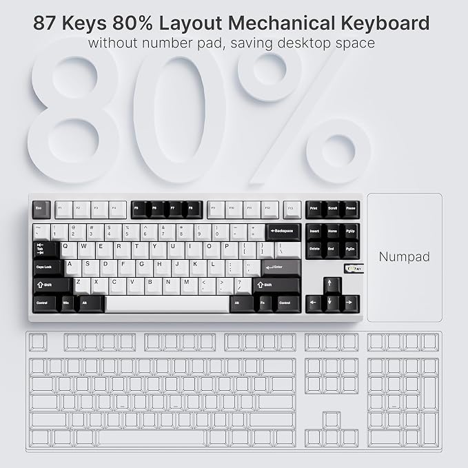 Chilkey ND TKL Aluminum Mechanical Keyboard, 87 Keys Tenkeyless Wireless Gaming - Image 9