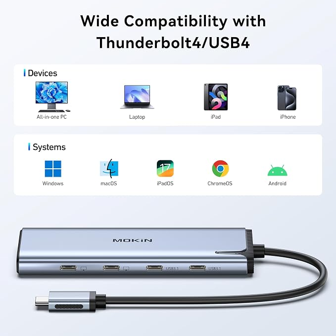 USB C to USB C Hub Dual Monitor, USBC Splitter - Image 8