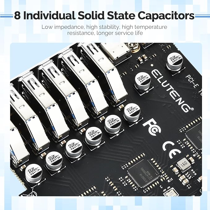 ELUTENG PCIE USB 3.2 Card 8 Ports PCI Expree to USB C Expansion Card Superspeed - Image 6