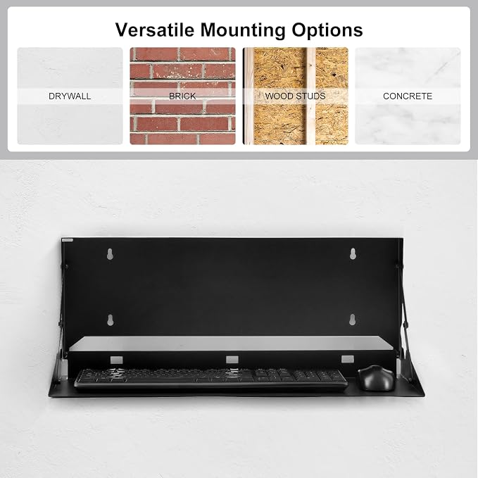2 Pcs 24 Inch Keyboard Wall Mount Foldable Fits Standard Computer Keyboard - Image 7