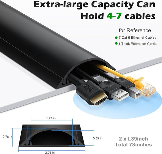 Cord Cover Floor 6.6ft, Large Capacity Floor Cable Cover, Hard PVC Cord Hider - Image 2