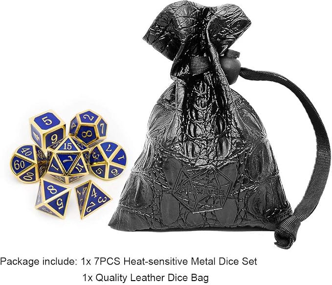 Haxtec Temperature Color Chaning Metal DND Dice Set Gold Blue Polyhedral D&D - Image 7