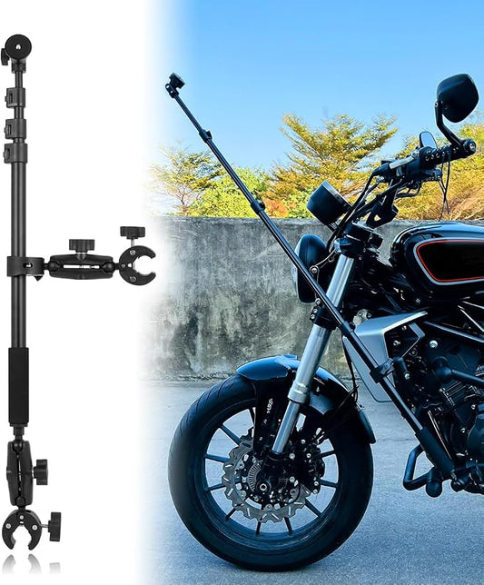 Motorcycle Bike Handlebar Double clamp Mount Invisible Selfie Stick Super - Image 2