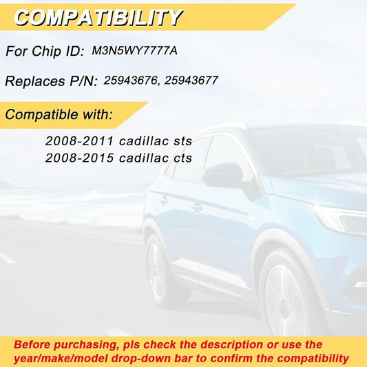Vurkcy Key Fob Replacement for 2008-2015 CTS/ 08-11 STS Car Keyless Entry - Image 2
