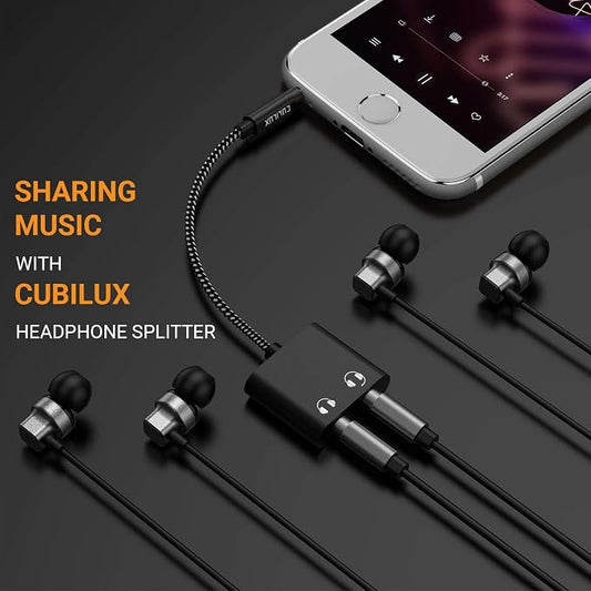 Cubilux 3.5mm to Double Audio Jack Headphone Sharing Splitter Compatible - Image 2