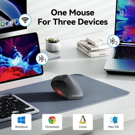TECKNET Ergonomic Mouse, Wireless Bluetooth Vertical Mouse, 4800 DPI Optical - Image 2