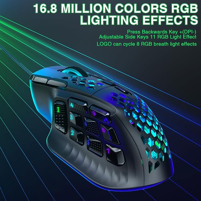 SOLAKAKA SM809 Wired MMO Gaming Mouse, - Image 9