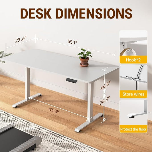 Veken 63x27.6 Inch Large Electric Standing Desk, Heights Adjustable, Sit to - Image 2