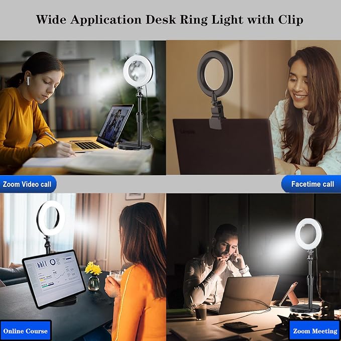 Desk Ring Light with Stand, Amcuke Ring Light with Clip 10W 3000K-6500K - Image 7